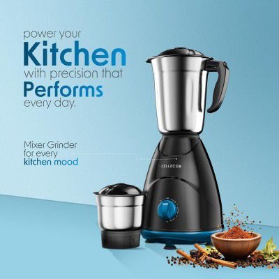 CELLECOR CMG50BK Smashh Mixer Grinder 500W | 3 Speed Control | 19000 RPM
