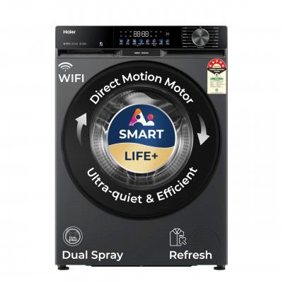 Haier 12 Kg, 5 Star, AI Smart LIFE+, Hygienic Care, ABT, Fully Automatic Front Load Washer (EFL120-DM14F5ES8U1 | Dark Jade Silver)