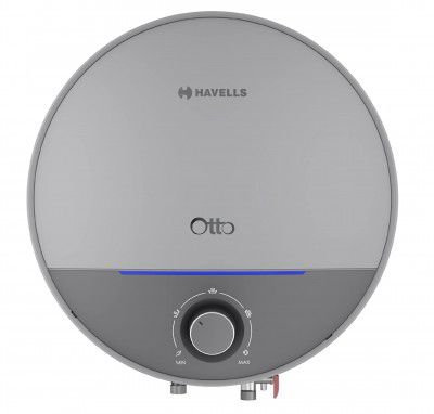 Havells Otto 10 Litre Storage Water Heater(Geyser)|Temp. Sensing LED Indicator| Anti Rust Tank, 5 Star|Warranty: 7 Year on Tank| Free Installation With Shock Safe Plug & Flexi Pipe (Silver Grey)