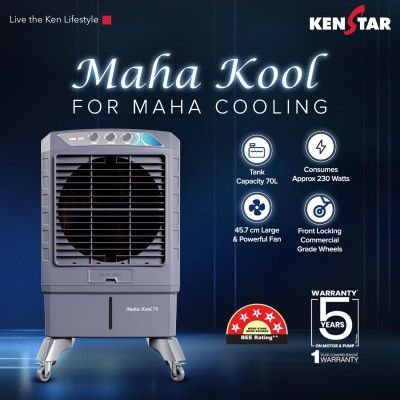 Kenstar MAHA KOOL HC 70 L Desert Air Cooler|Anti-Bacterial Honeycomb Pads
