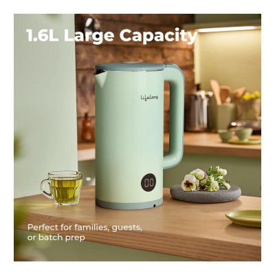 Lifelong Electric Kettle 1.6 L | 1350W Kettle with Double Wall & Cool Touch Body | (Sage Green, LLDEK01)