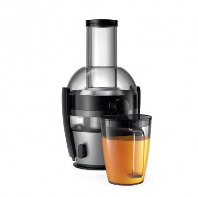 Philips Viva Collection Centrifugal Juicer HR1863/20 | 800W Power with XL Feeding Tube | Up to 2L Juice in One Go | (Black/Silver)
