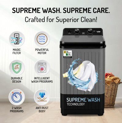 VW 8.5 kg Top Load Washer Only (V8 SupremWash) (Black/Grey)